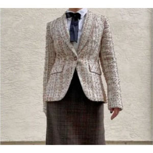 Veronica Beard cutaway dickey tweed jacket ivory 6